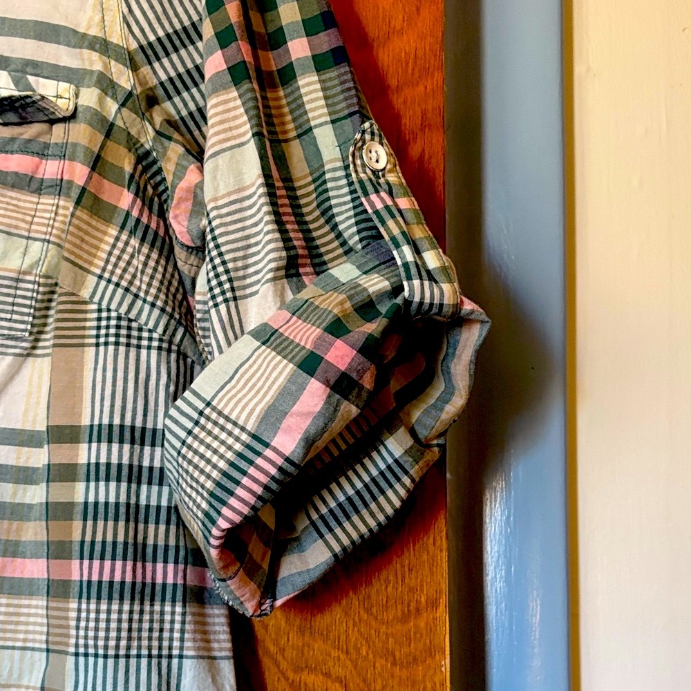 Sonoma Women’s Pink and Teal Plaid Top - Picture 5 of 6